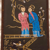 Pair of old China vintage bird painting paintings