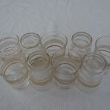 9 wine glasses, gold edging and granite – 1960s-1970s