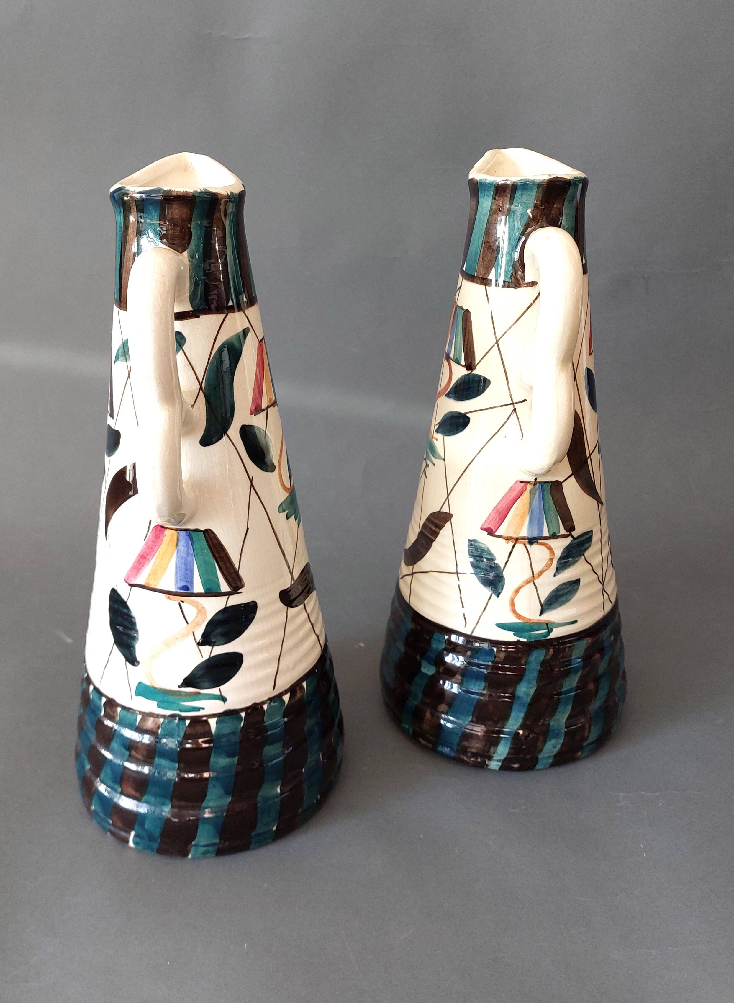 Pair of vases with handles made in Belgium 1950/1960.