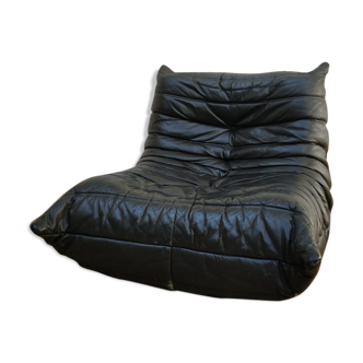 Togo in black leather by Ligne Roset