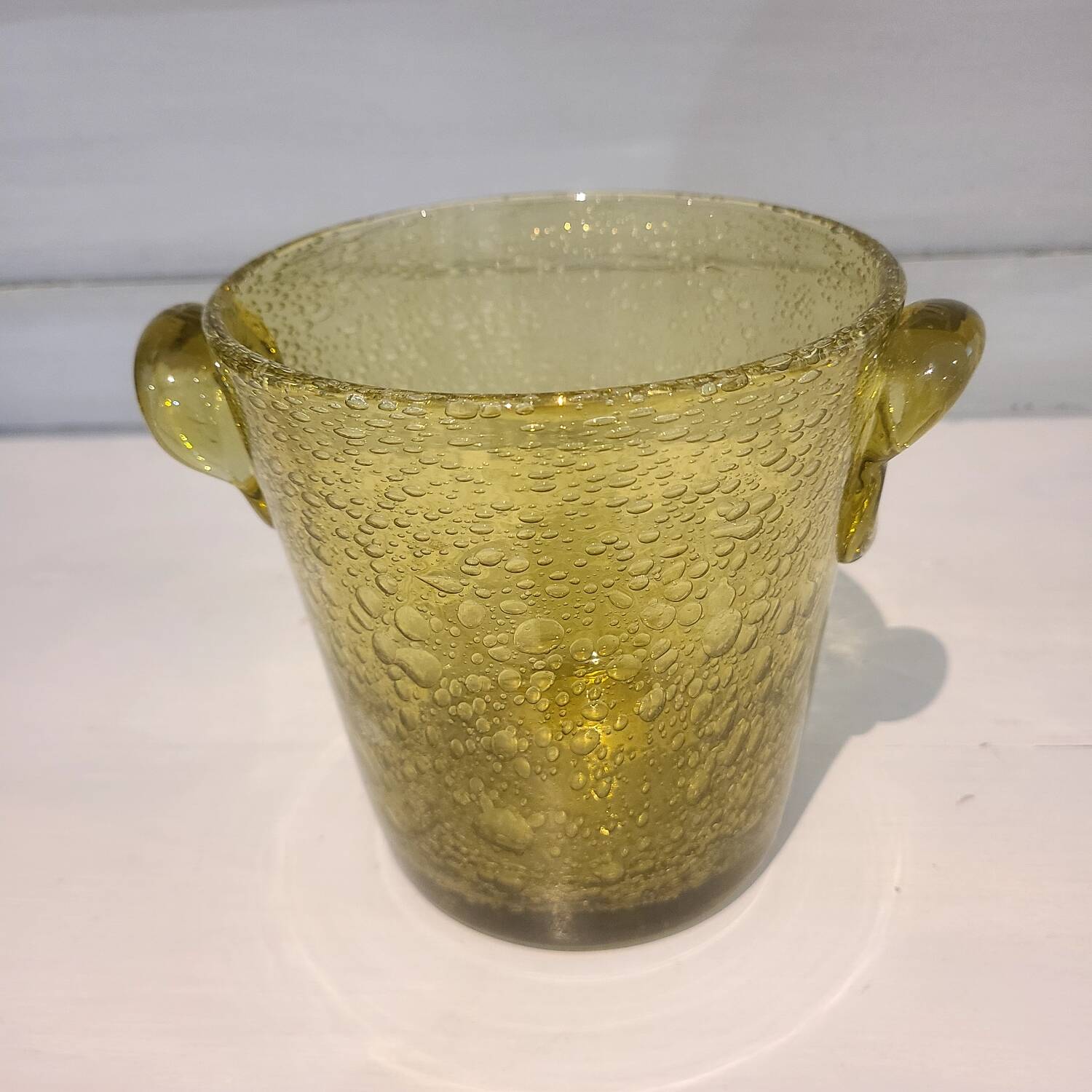 Vintage bubble-blown glass ice bucket by Biot.