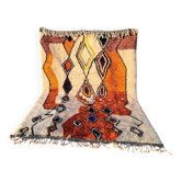 Tapis berbère marocain laine orange écru noir 400x300 cm – Grand tapis XXL