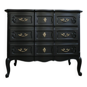 Customized vintage black chest of drawers