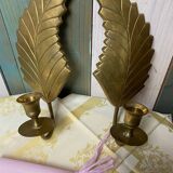 Pair of old bronze/brass wall lights