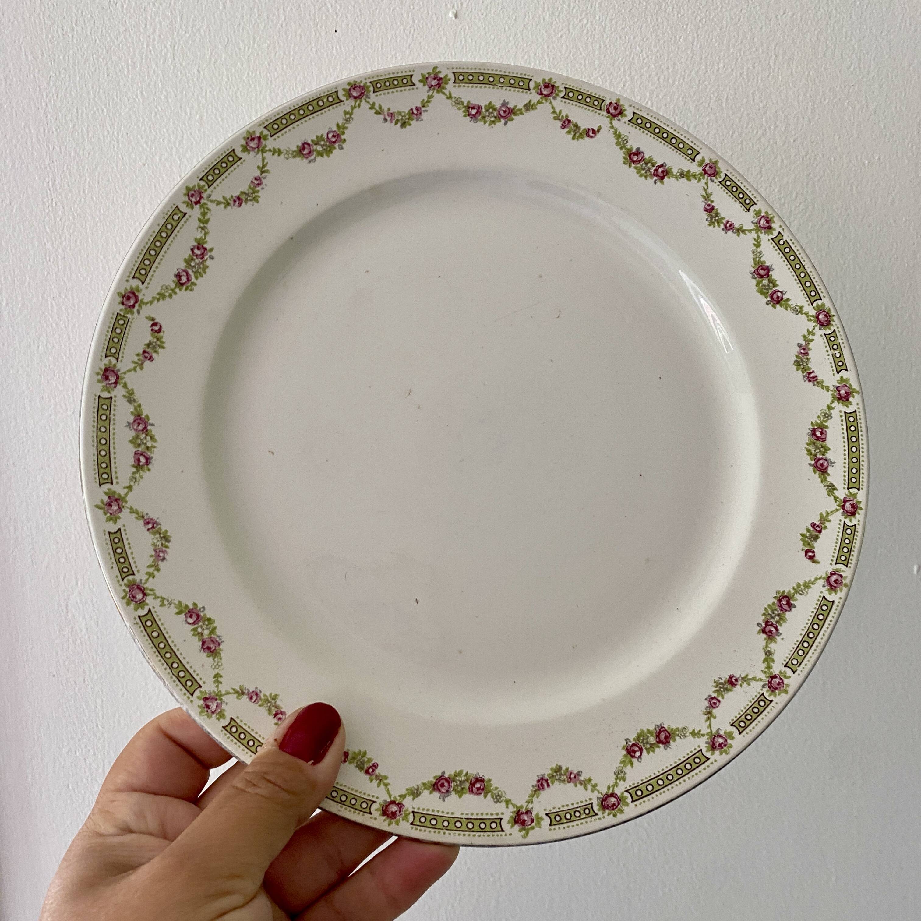 Set of 6 vintage flat ironstone plates - Sarreguemines