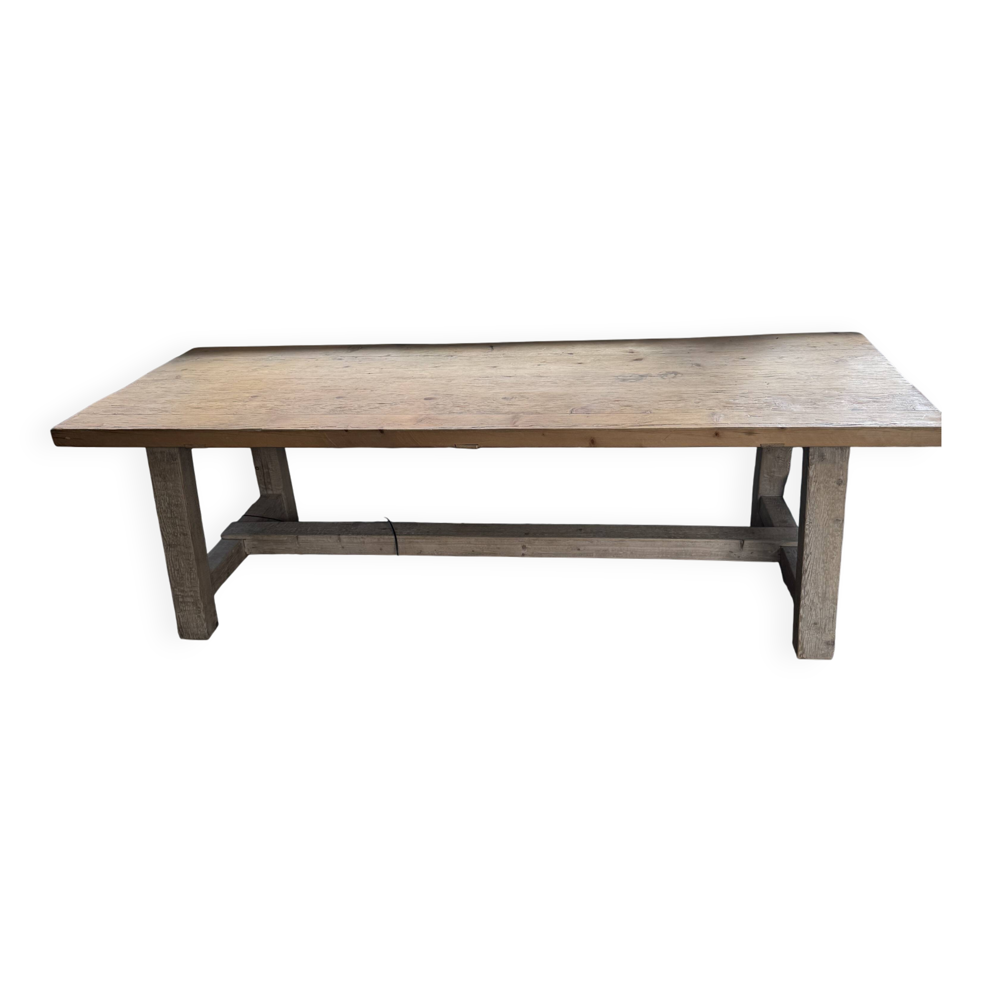 Contemporary farmhouse table – Solid reclaimed elm – One-piece tabletop
