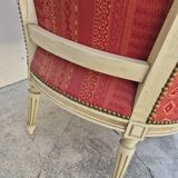 Pair of Louis XVI style bergère armchairs, antique.