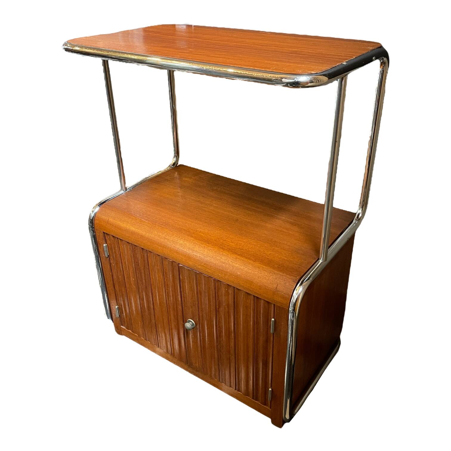 Modernist Art Deco Bauhaus side furniture in tubular chrome steel & wood, ca 1920/30