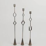 Set of three 1970s design candlesticks