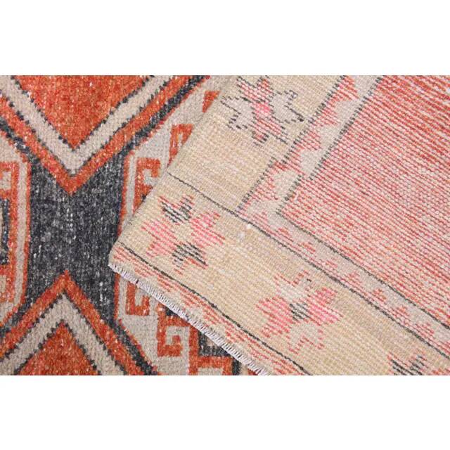 Vintage Turkish Hand-Knotted Wool Cotton Red Runner Rug 100x268
