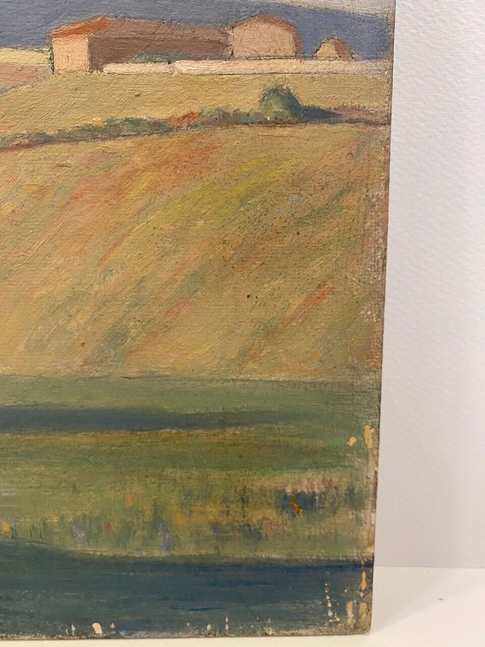 Tableau ancien, paysage Monts du Lyonnais daté 1948 et signé