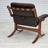 1970s, Norwegian armchair by Jon Hjortdal, furniture leather, bent wood.