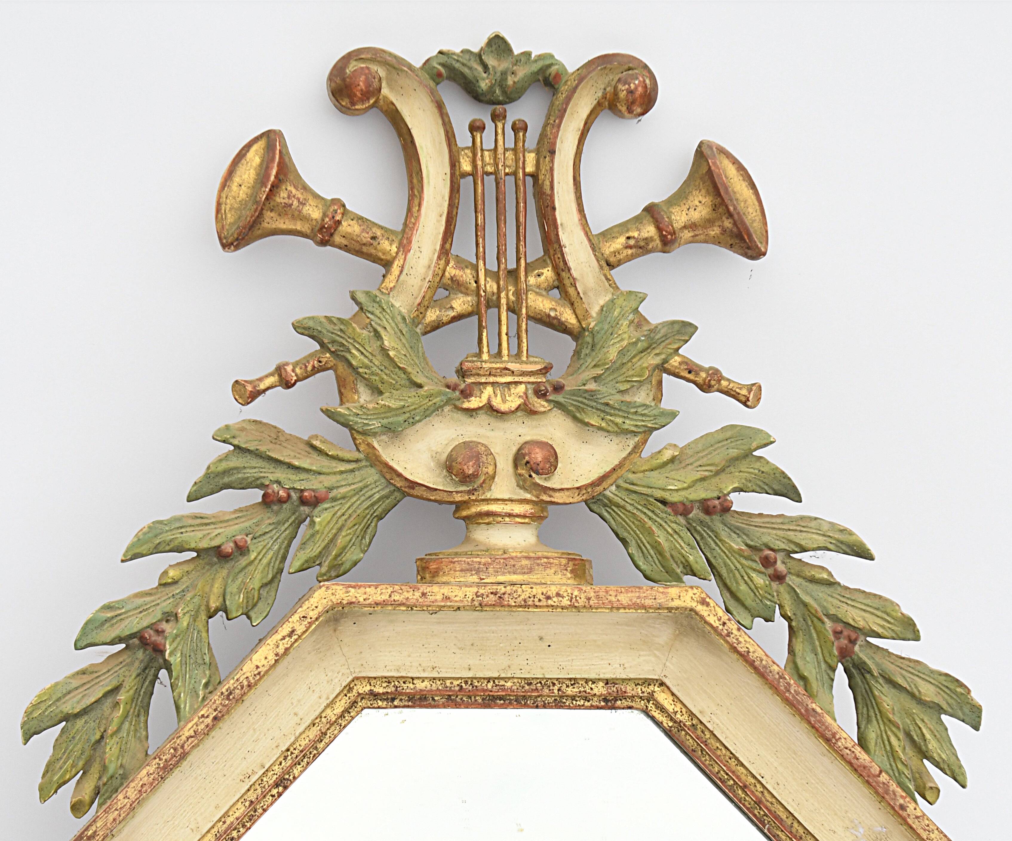 Painted wooden mirror 85 X 49 cm
