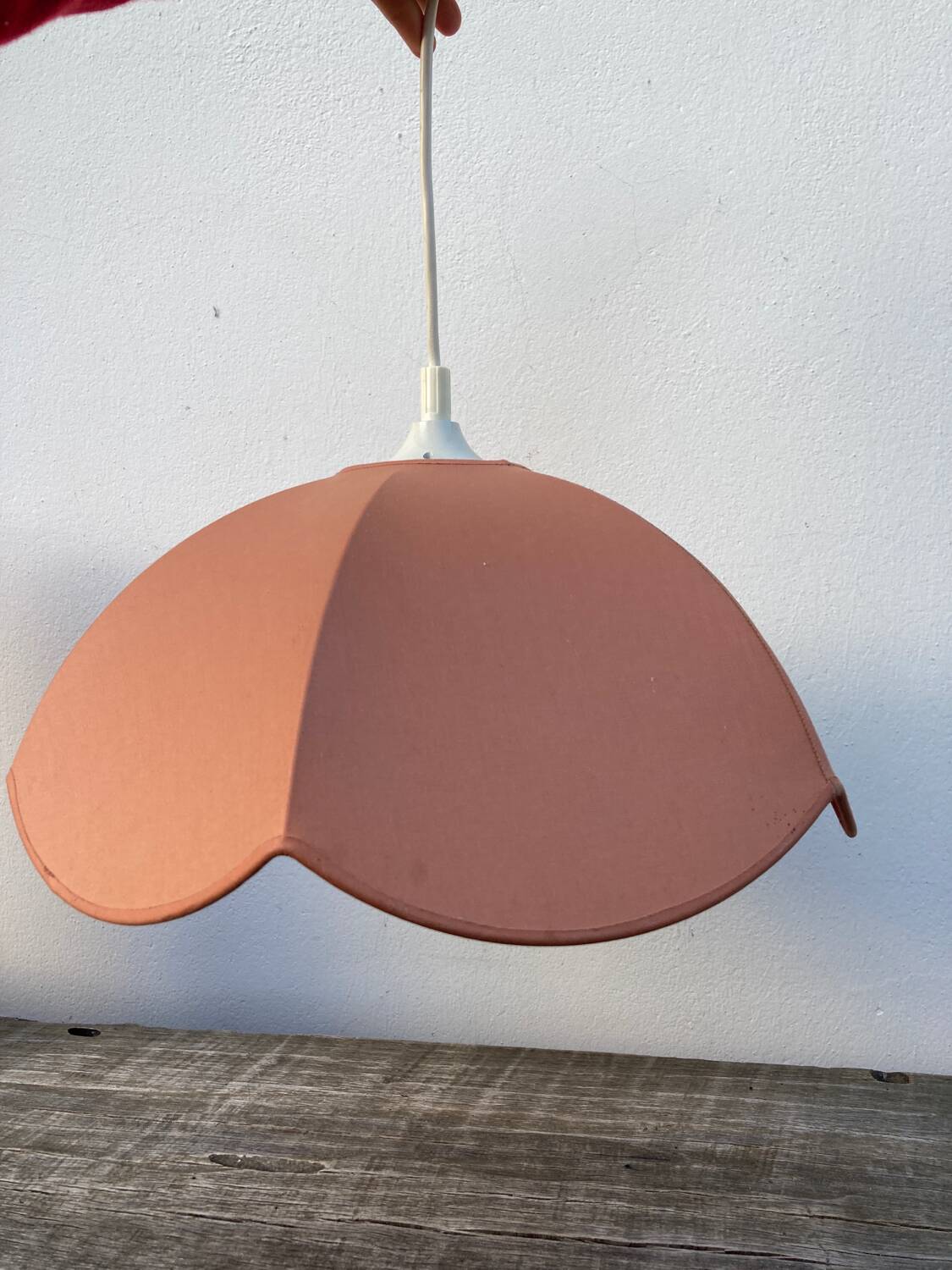 Vintage taupe fabric pendant light