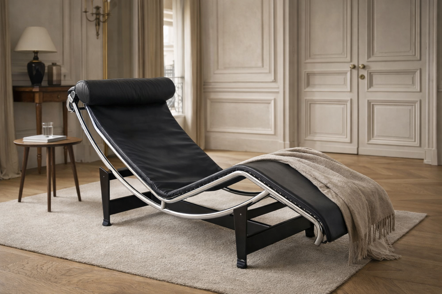 LC4 chaise longue signed – Le Corbusier / Cassina – black leather