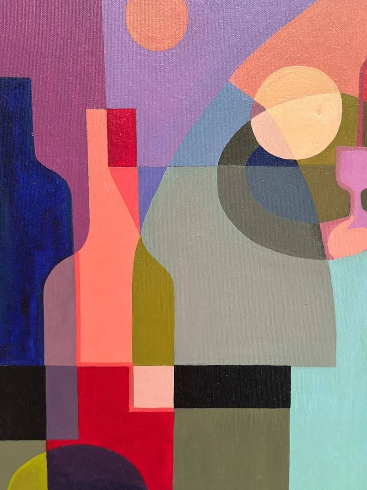 Original Swedish Oil on Canvas – "Abstract Still Life" by BMK (1993) – Signed – Vintage and Framed – 60 × 51 cm