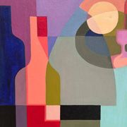 Original Swedish Oil on Canvas – "Abstract Still Life" by BMK (1993) – Signed – Vintage and Framed – 60 × 51 cm