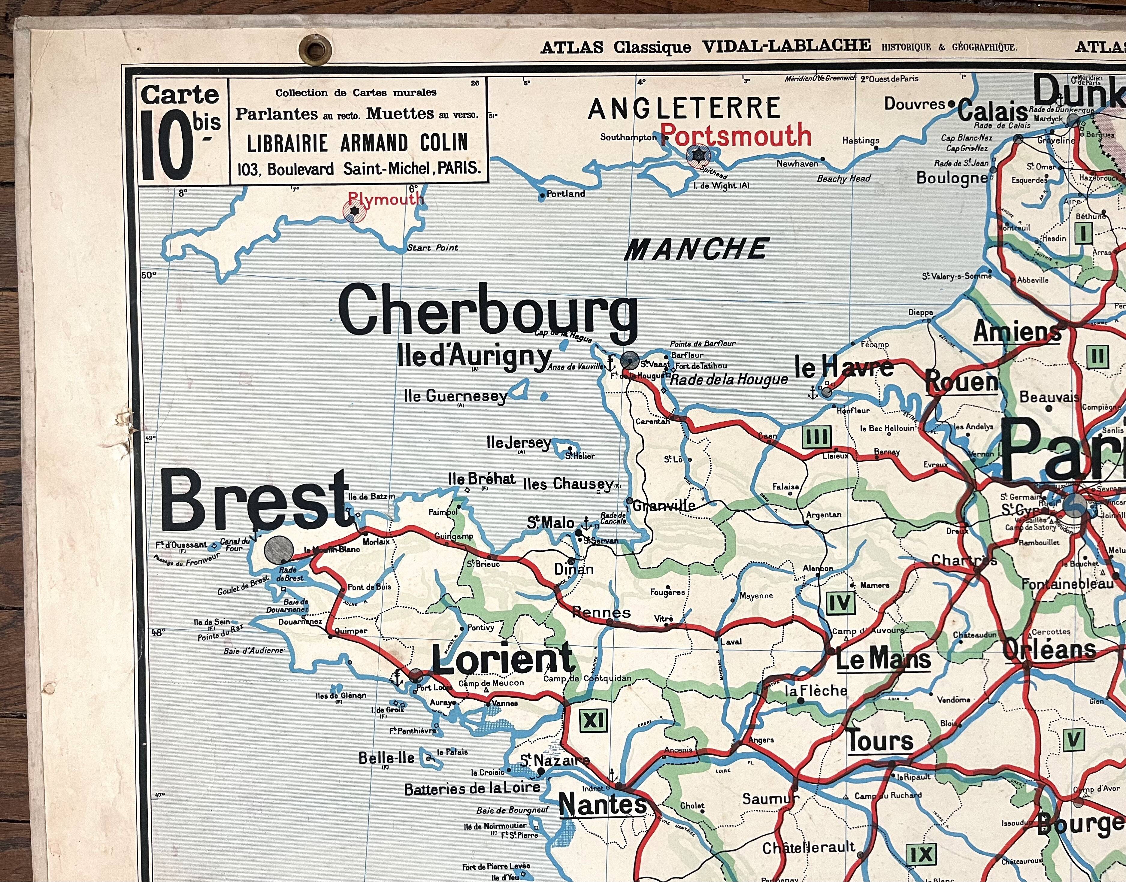 Old school map Vidal-Lablache 10, T26, 1930 - Military divisions