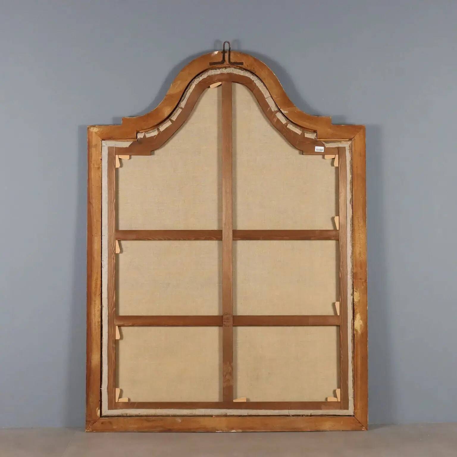 Ancient painting, architectural view, tempera on canvas, 18th century.