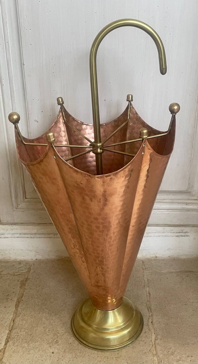 Vintage copper and brass umbrella stand