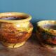 Flower pots, Provençal pottery in glazed terracotta.