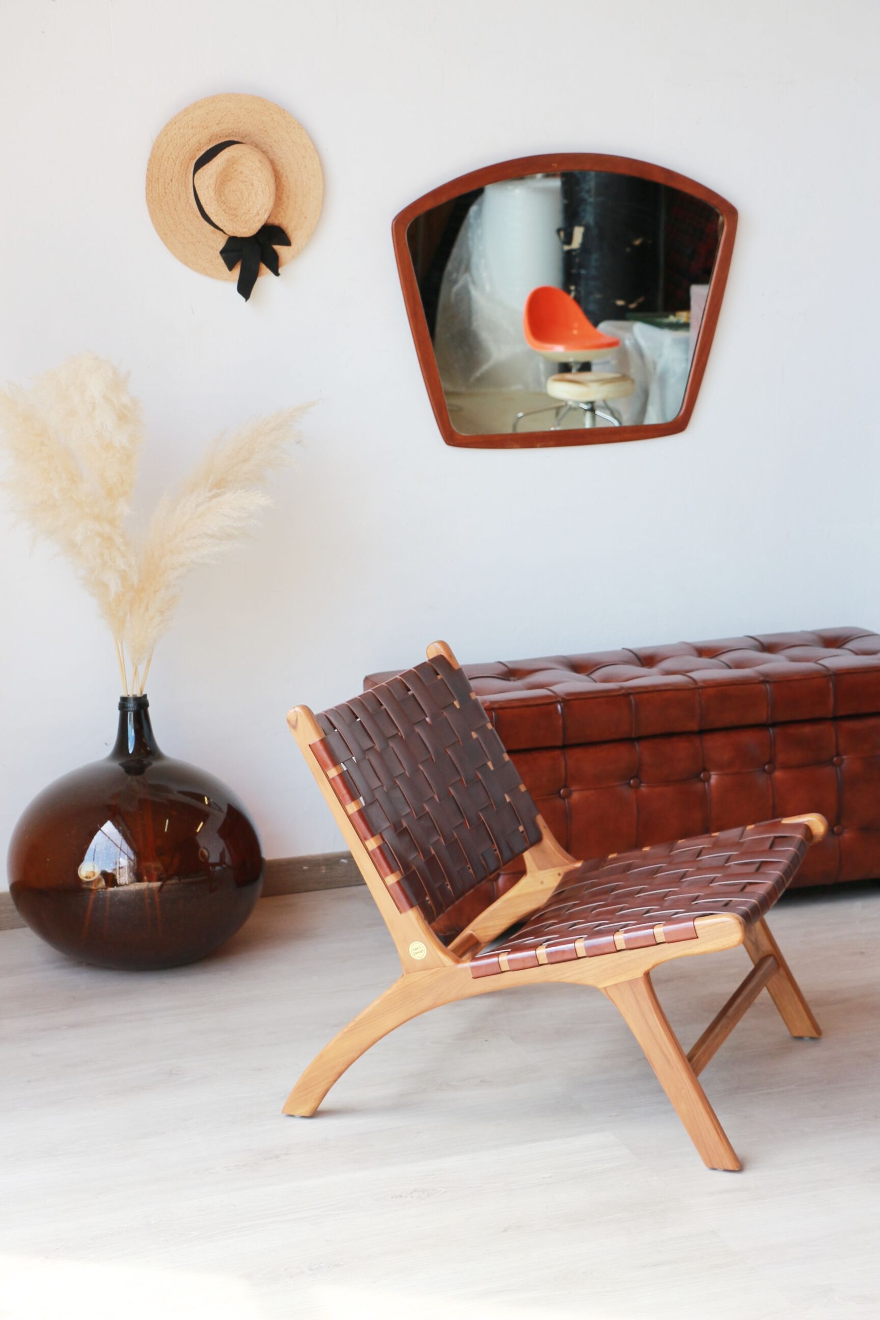 Pair of Teak & Leather heaters - model "Los Angeles" - Olivier de Schrijver