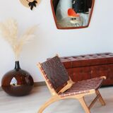 Pair of Teak & Leather heaters - model "Los Angeles" - Olivier de Schrijver