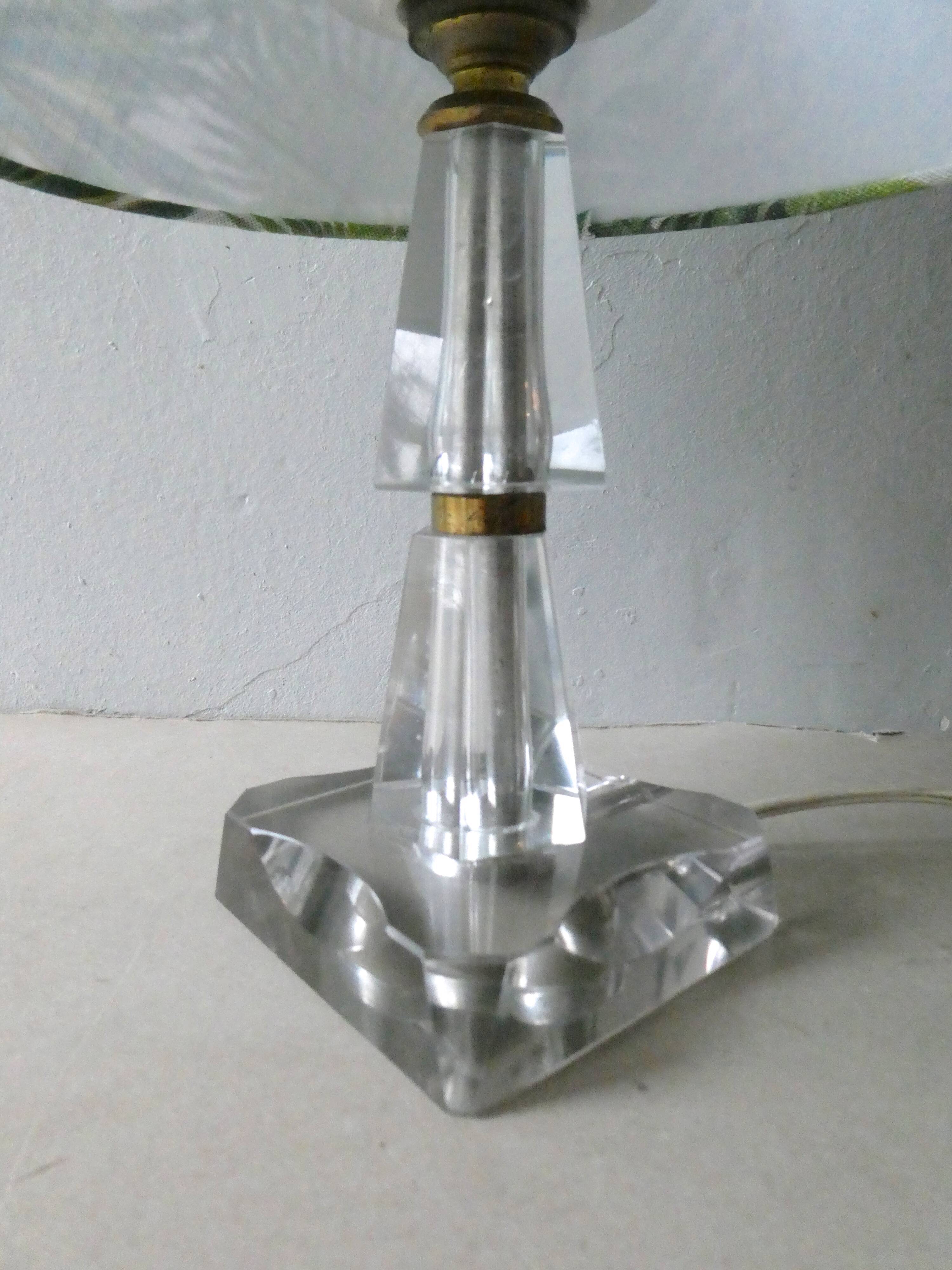 Lamp Art Deco glass and brass 40 years