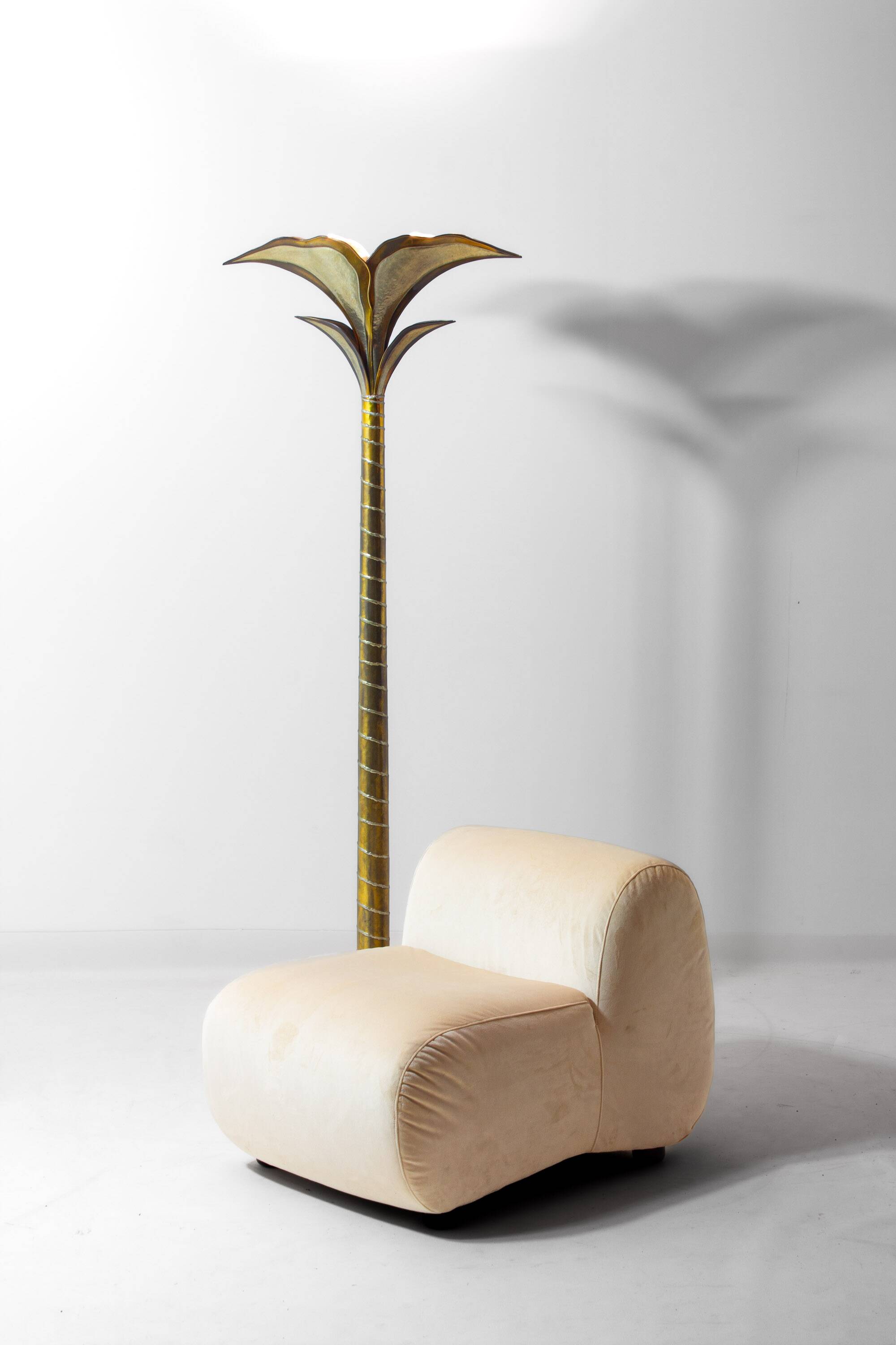 Rare brass palm floor lamp by Henri Fernandez, 1970s
