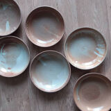 Lot of 6 hollow plates in pink sandstone