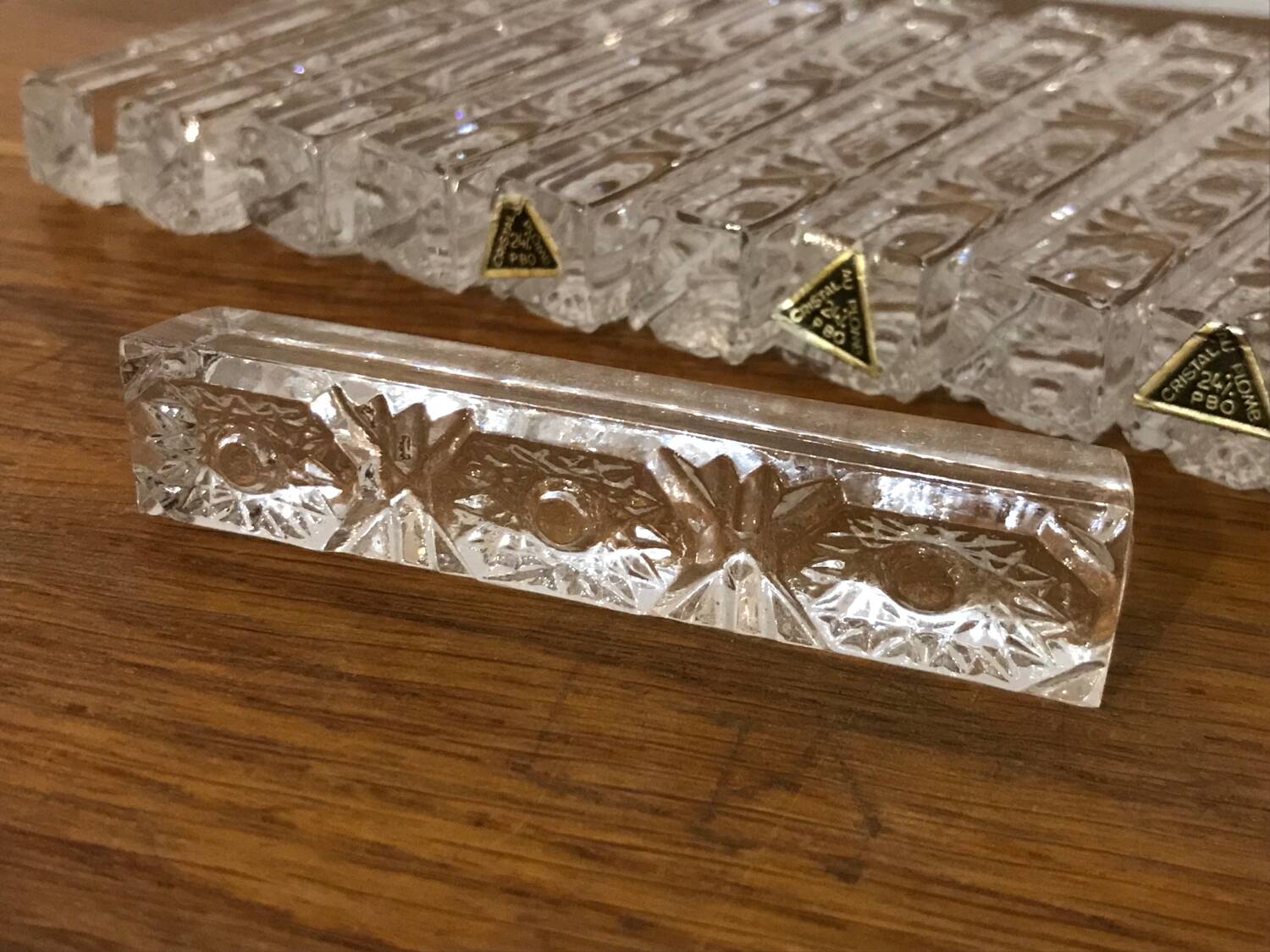12 porte-couteaux en cristal au plomb vintage