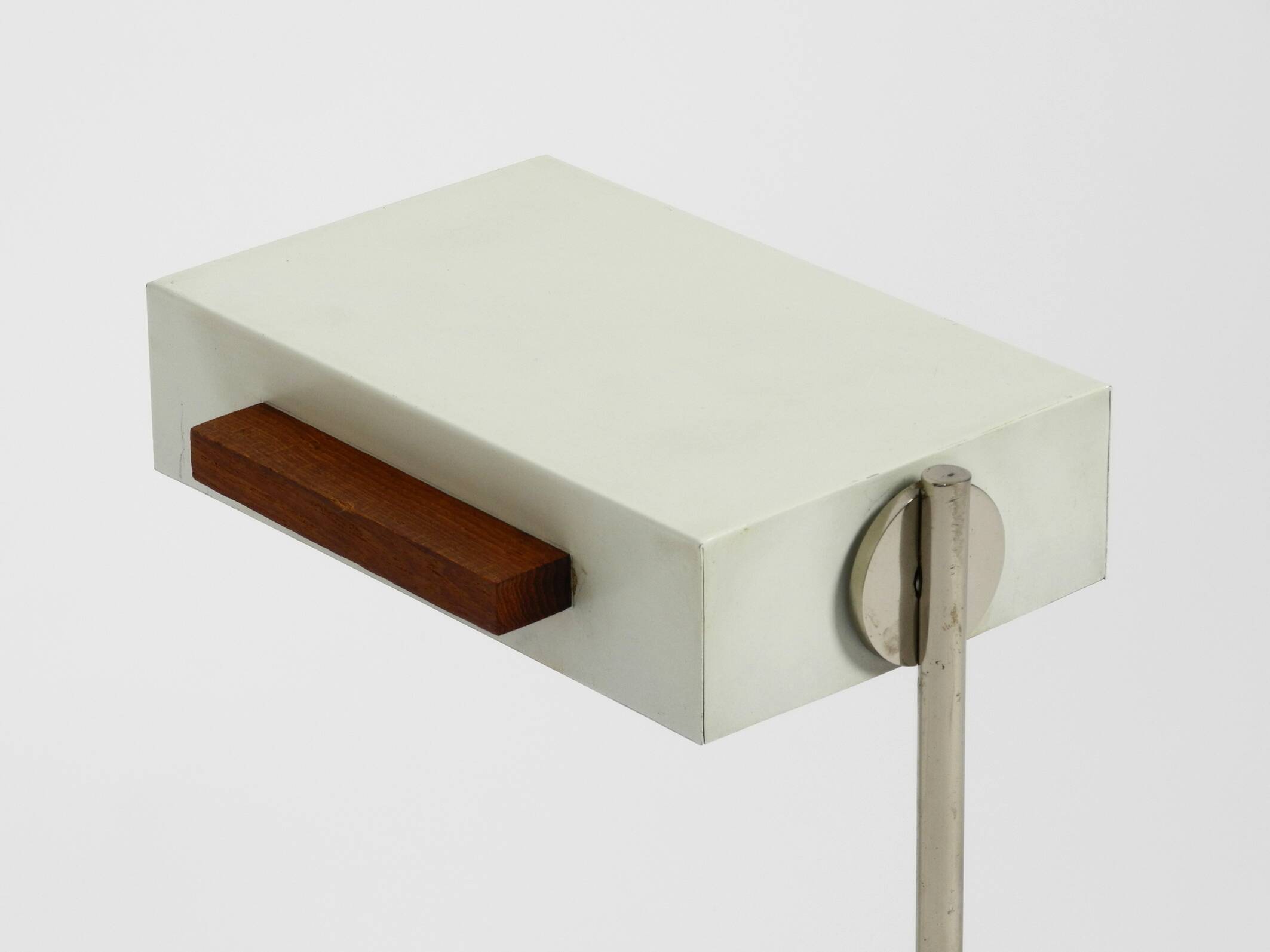 Rare original 1960s Kaiser Leuchten light metal teak table lamp