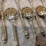 12 gold-plated metal moka spoons with Russian-style handles, 10.6 cm