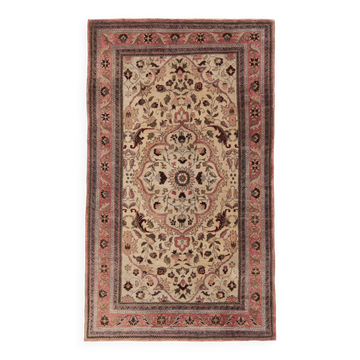 4x7 Brown Floral Vintage Persian Rug, 130x215Cm SK 2606