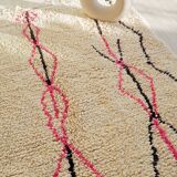 Boujaad Berber rug in pink and black colored wool woven in Morocco 220x140cm