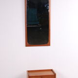 Teak wooden Corridor set mirror with floating chest of drawers 1960s