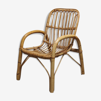Vintage bamboo and rattan armchair