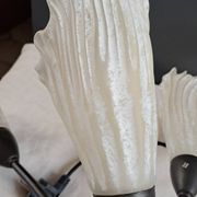Lampe fleur triple en métal et verre