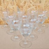 Service of 10 chiseled crystal water glasses