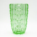 Art Deco green uranium glass vase, S. Reich CMS Krasno, Czechoslovakia, 1930s