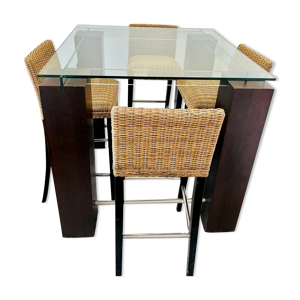 table haute en verre