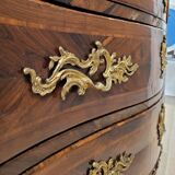 Commode de style Louis XV en marqueterie et marbre, Napoléon III, France XIXème s.