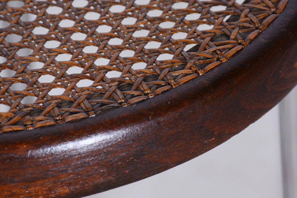 Bauhaus Stool in Chrome & Rattan attributed to Robert Slezák, Czech, 1930s