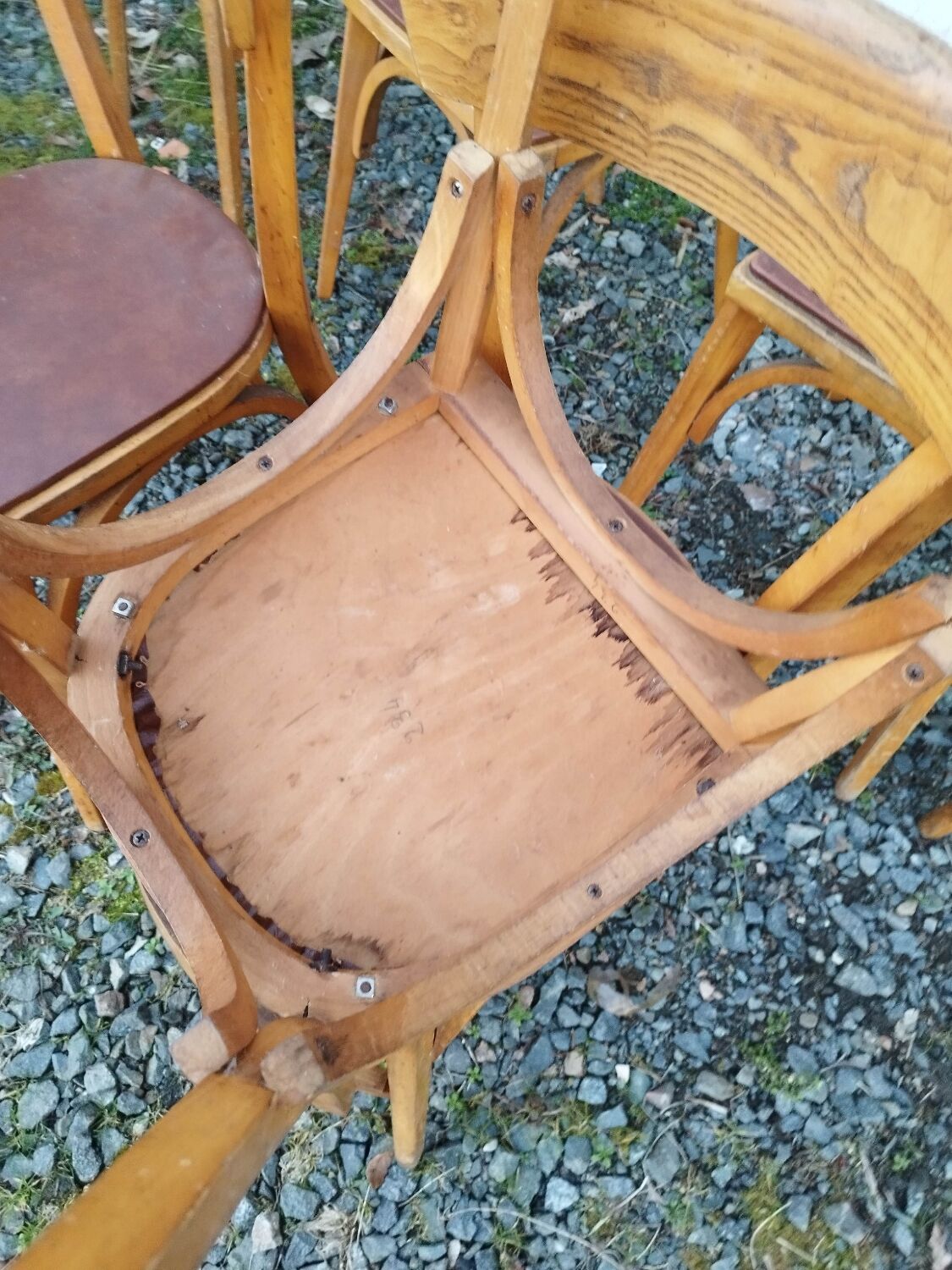 Set of  8 chairs bistro bar kitchen wood