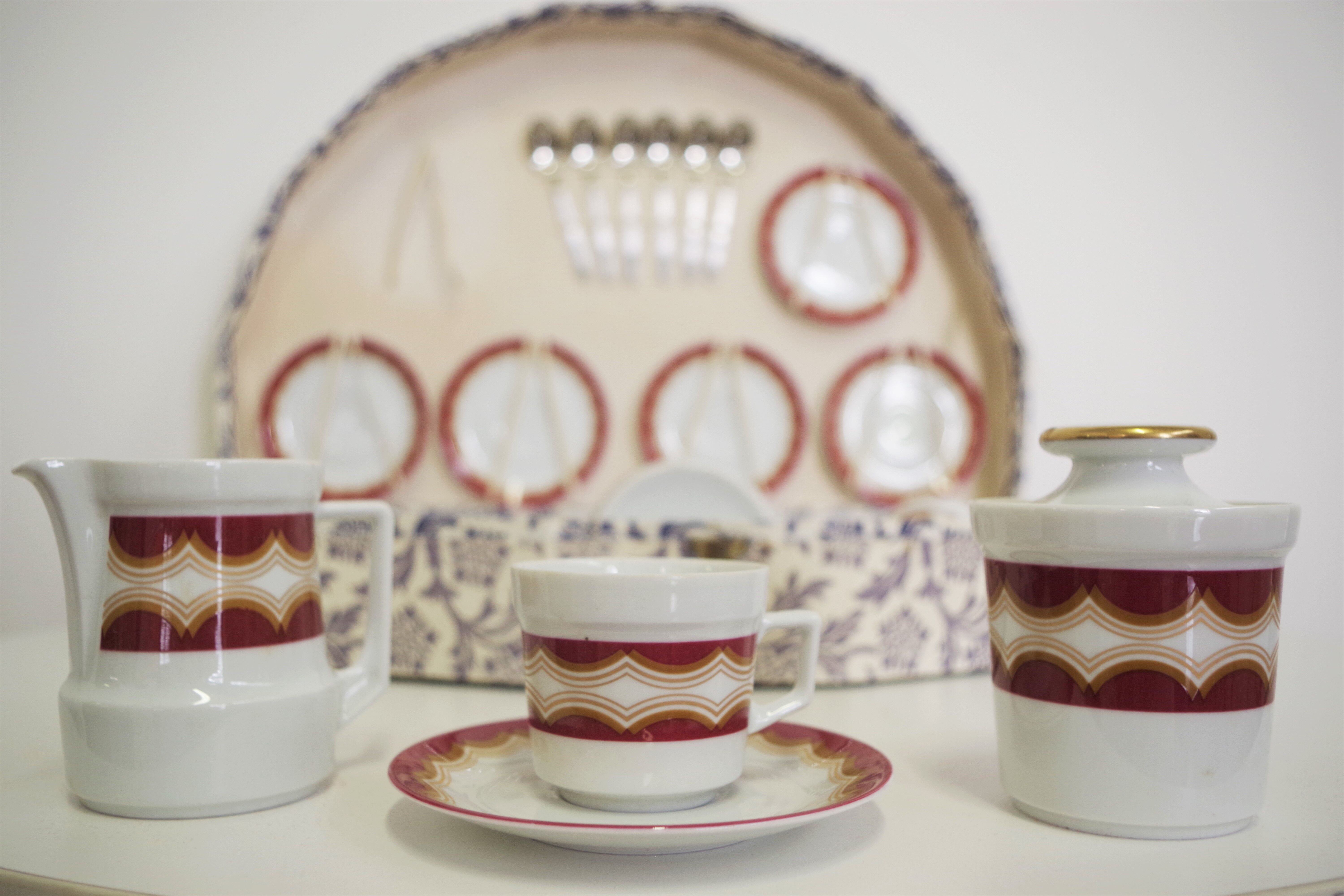 Vintage schirnding coffee service in porcelain, germany, 1970s, set of 21