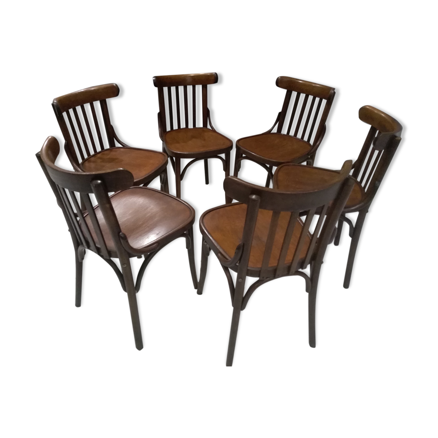 Suite of 6 chairs of Vintage Bistrot 1960s