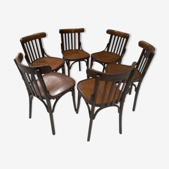 Suite of 6 chairs of Vintage Bistrot 1960s