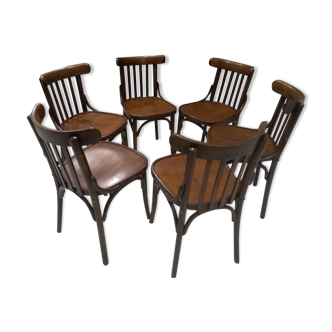 Suite of 6 chairs of Vintage Bistrot 1960s