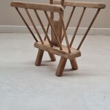 Brutalist art-popular magazine holder in solid wood