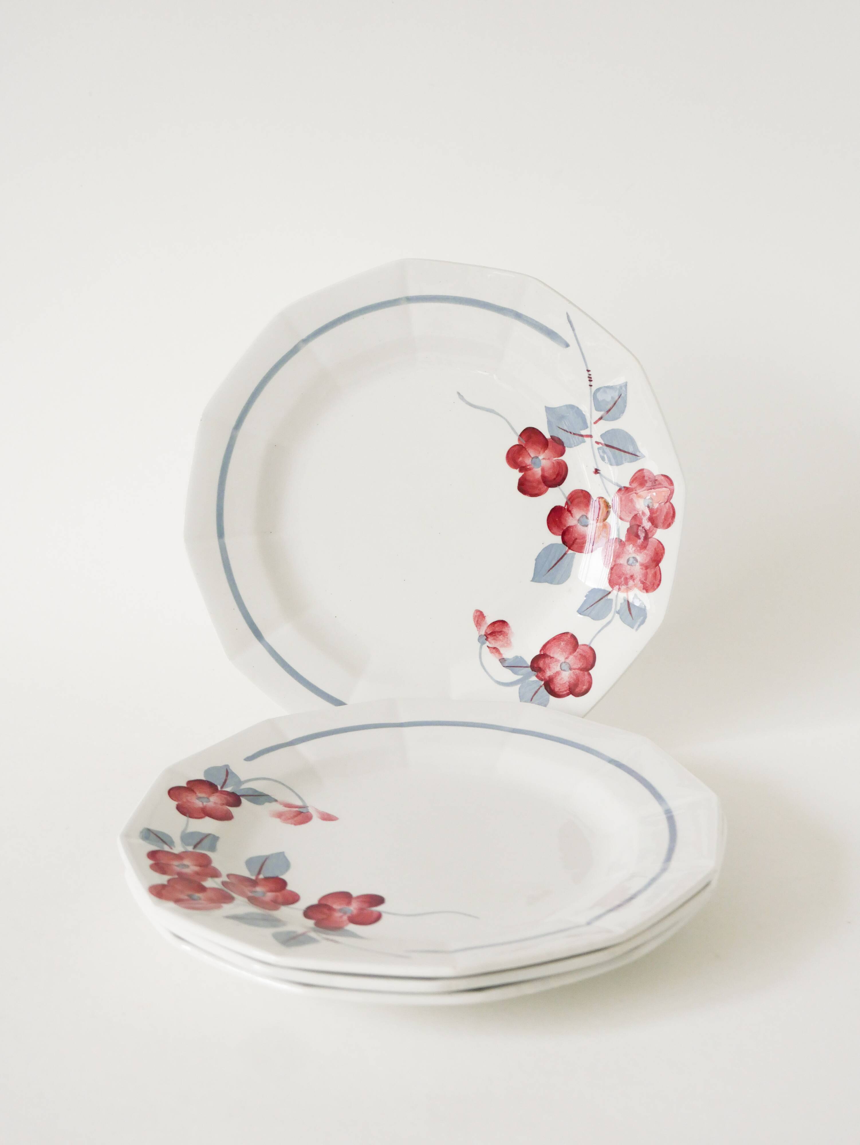 Set of 4 St Amand dessert plates, Printemps model, 1950.